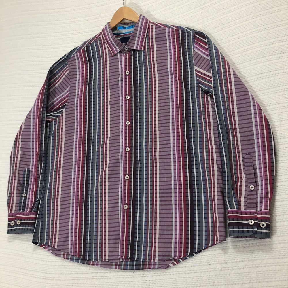 Tommy Bahama Striped Button Down Shirt Long Sleeve Casual Size L